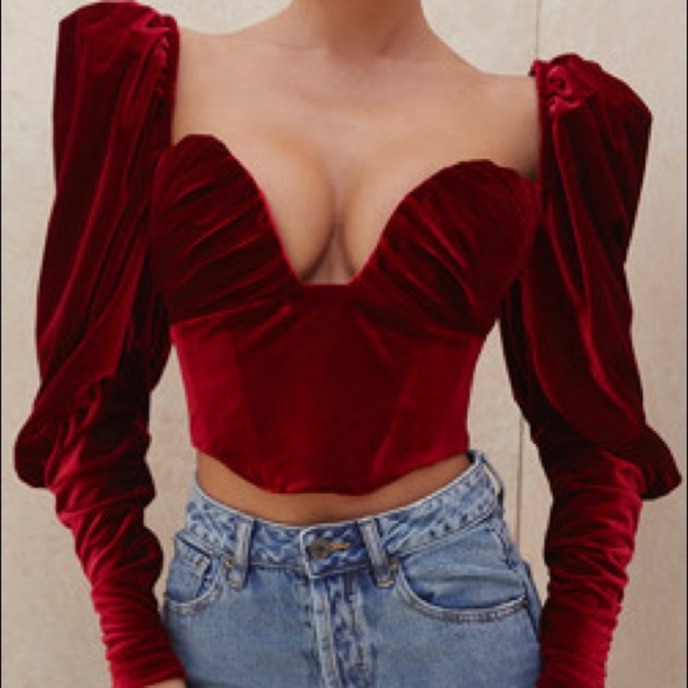 House of CB Valerie Wine Velvet Corset